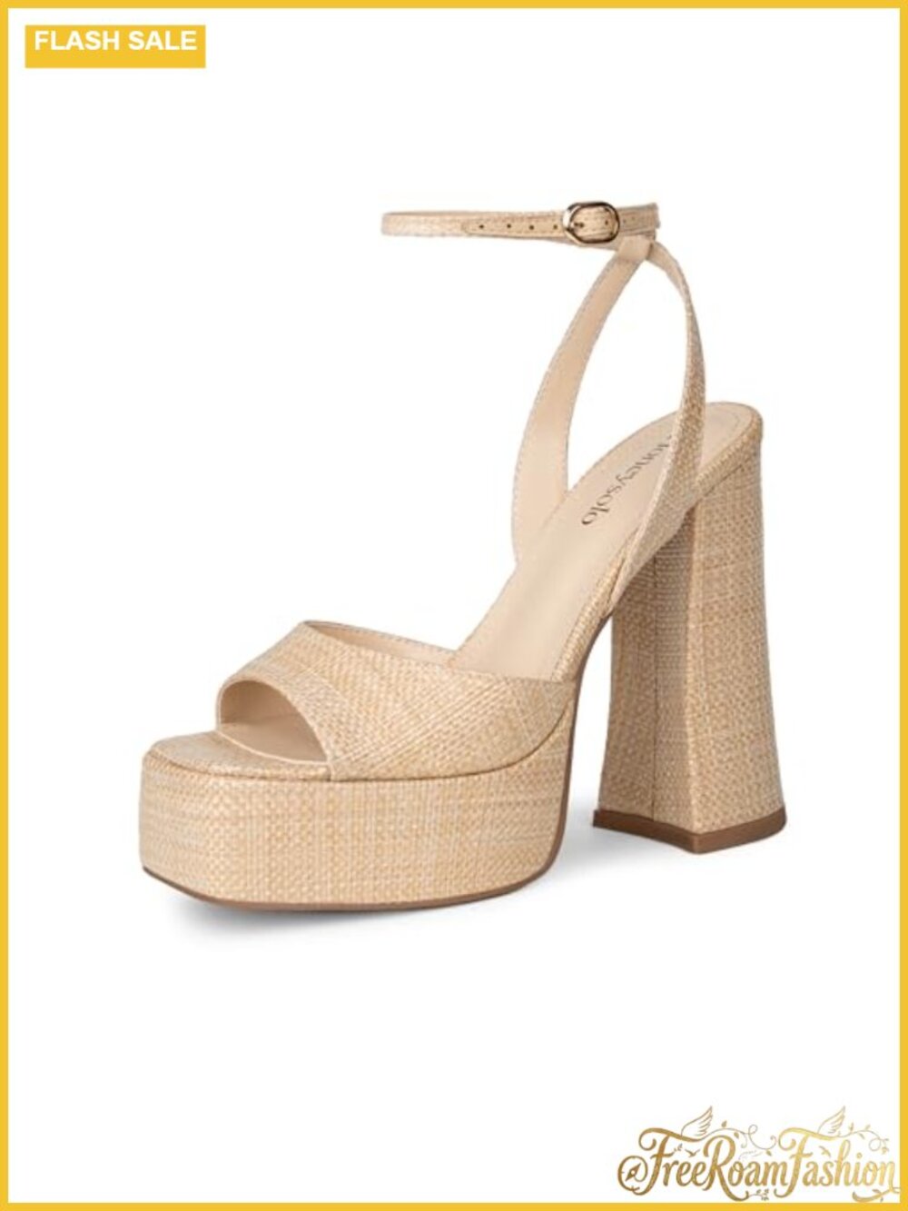 Platform Heels Women Dressy Square Open Toe Chunky Sandals